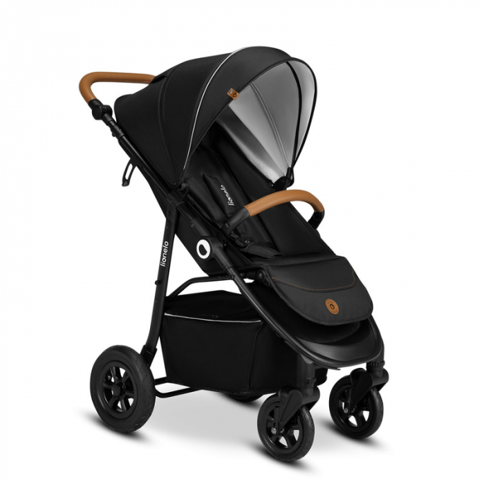 Lionelo - Carucior sport Natt, De la nastere, Cu accesorii si capotina XXL reglabila, 0 - 22 kg, Conform cu standardele europene de securitate EN1888-1, EN1888-2, Negru Onyx [11]