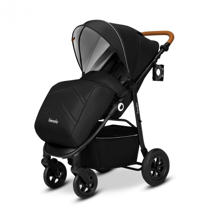 Lionelo - Carucior sport Natt, De la nastere, Cu accesorii si capotina XXL reglabila, 0 - 22 kg, Conform cu standardele europene de securitate EN1888-1, EN1888-2, Negru Onyx [4]