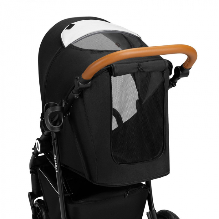 Lionelo - Carucior sport Natt, De la nastere, Cu accesorii si capotina XXL reglabila, 0 - 22 kg, Conform cu standardele europene de securitate EN1888-1, EN1888-2, Negru Onyx [18]
