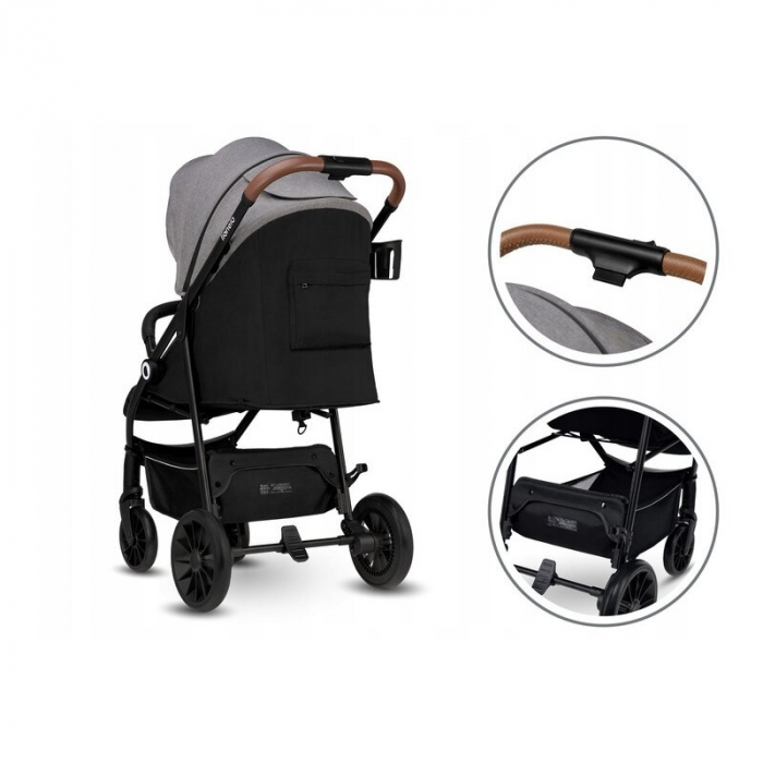 Lionelo - Carucior sport Zoey, De la nastere, Cu accesorii, Cadru din aluminiu, 0- 15 kg, Conform cu standardul european de securitate EN1888-1, Gri [7]