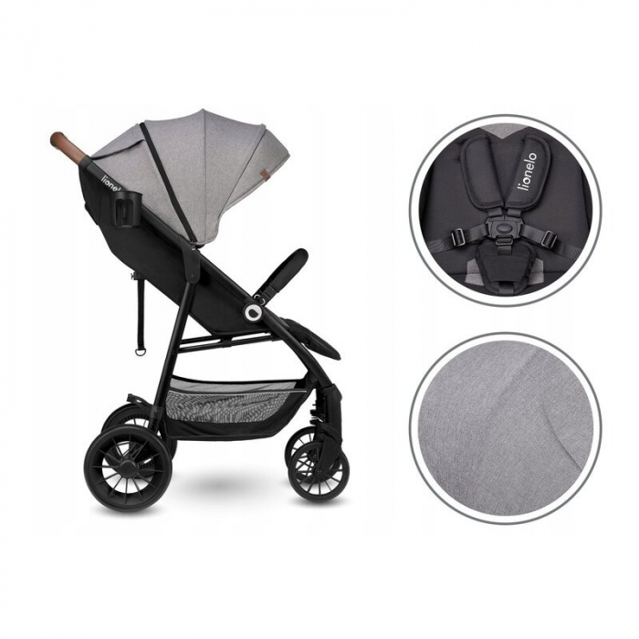 Lionelo - Carucior sport Zoey, De la nastere, Cu accesorii, Cadru din aluminiu, 0- 15 kg, Conform cu standardul european de securitate EN1888-1, Gri [6]