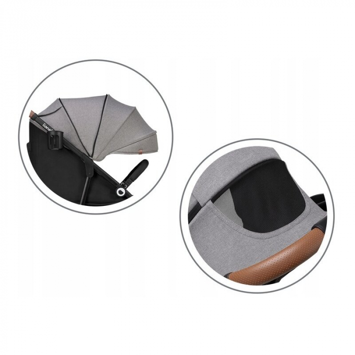 Lionelo - Carucior sport Zoey, De la nastere, Cu accesorii, Cadru din aluminiu, 0- 15 kg, Conform cu standardul european de securitate EN1888-1, Gri [20]