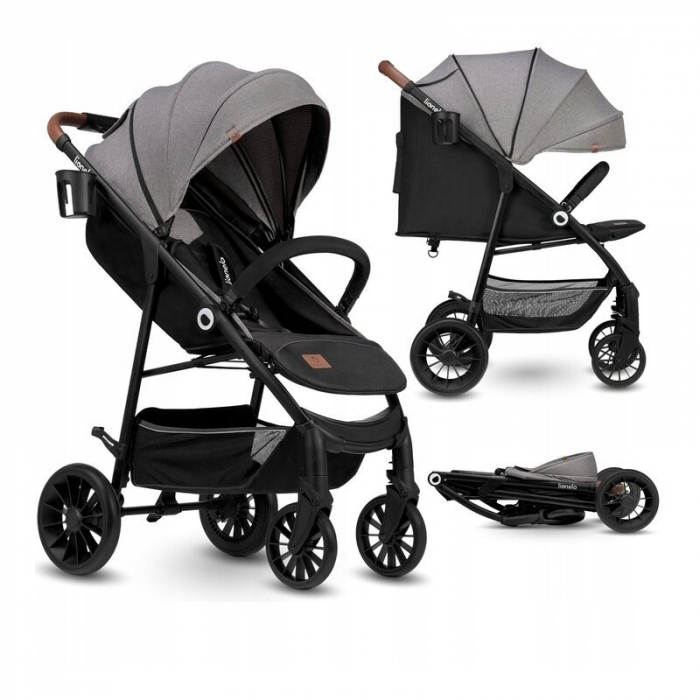 Lionelo - Carucior sport Zoey, De la nastere, Cu accesorii, Cadru din aluminiu, 0- 15 kg, Conform cu standardul european de securitate EN1888-1, Gri [3]