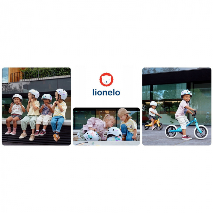 Lionelo - Casca pentru copii, Reglabila 50-56 cm, Din ABS si EPS, Conform cu standrdul EN1078, Alb [10]