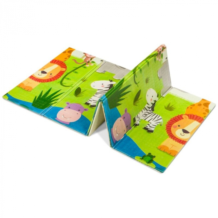 Lionelo - Covoras educativ Robby, Pliabil, Impermeabil, Dimensiune mare, 200 x 180 cm, Cu Imprimeu pe ambele parti, Conform cu standardul european de securitate EN71, Multicolor [6]