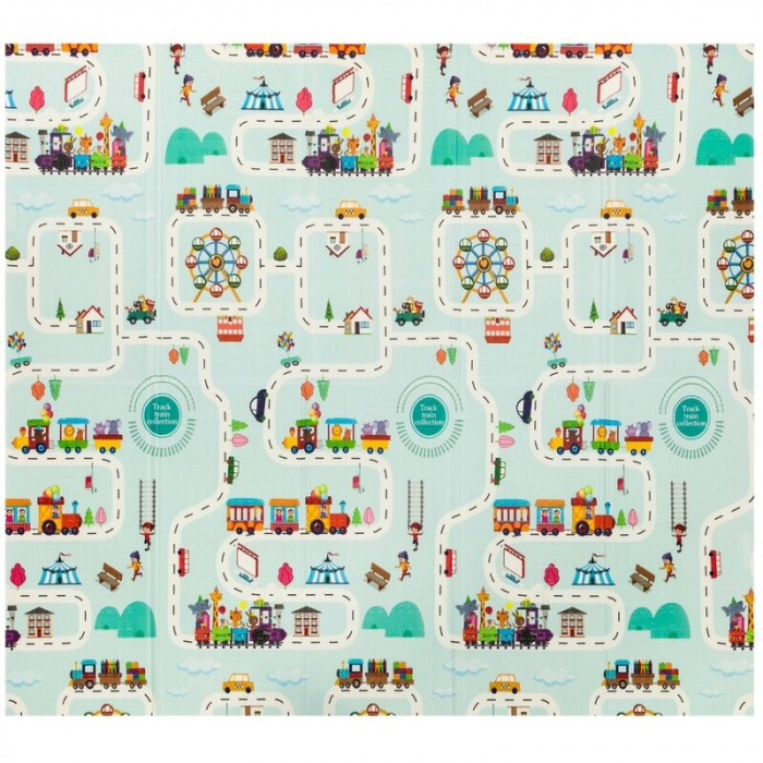 Lionelo - Covoras educativ Robby, Pliabil, Impermeabil, Dimensiune mare, 200 x 180 cm, Cu Imprimeu pe ambele parti, Conform cu standardul european de securitate EN71, Multicolor [8]
