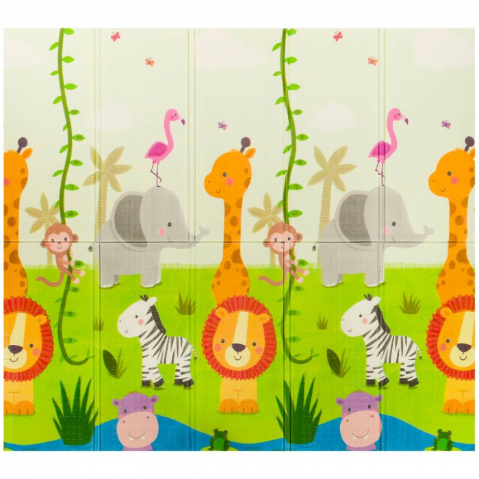Lionelo - Covoras educativ Robby, Pliabil, Impermeabil, Dimensiune mare, 200 x 180 cm, Cu Imprimeu pe ambele parti, Conform cu standardul european de securitate EN71, Multicolor [4]