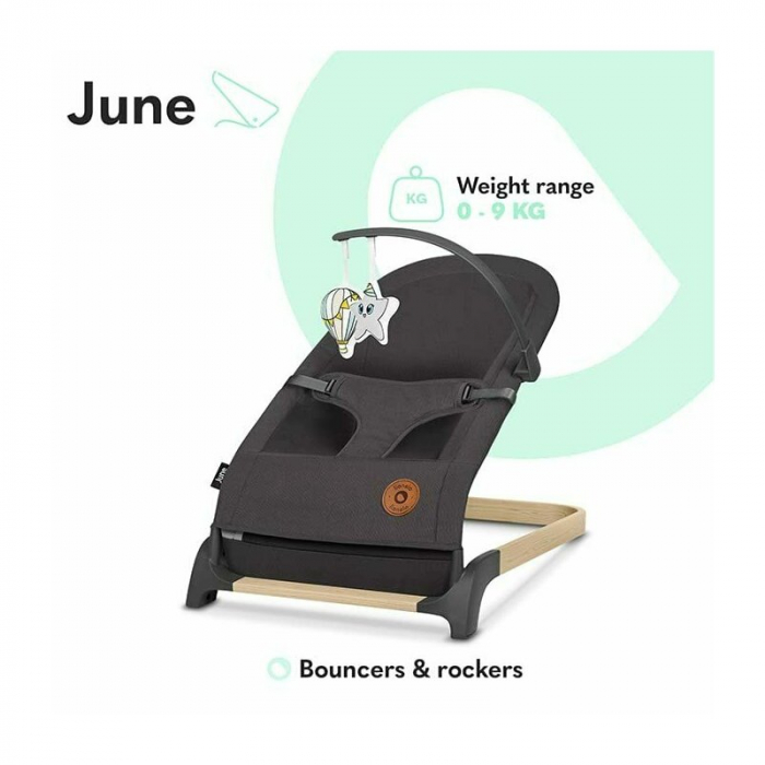 Lionelo - Fotoliu balansoar June, Cu arcada cu jucarii, Ergonomic, Balansare manuala, Pliabil, 0 luni+, Gri [9]