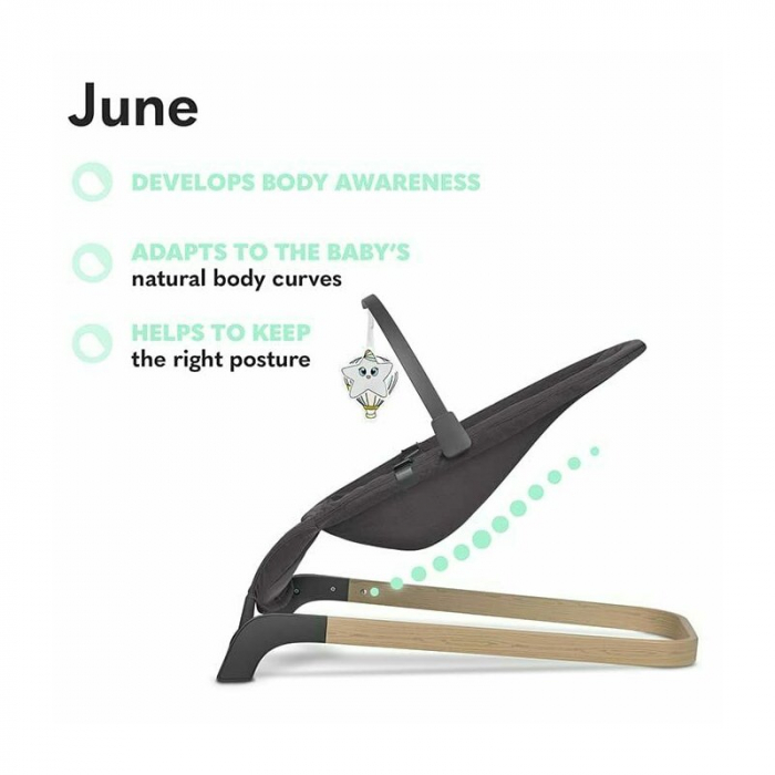 Lionelo - Fotoliu balansoar June, Cu arcada cu jucarii, Ergonomic, Balansare manuala, Pliabil, 0 luni+, Gri [11]