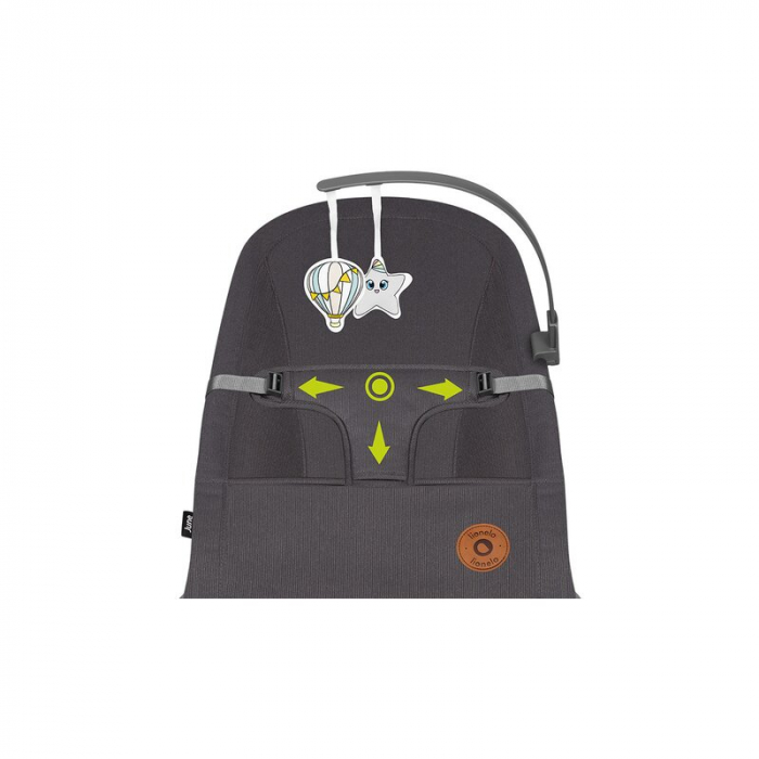 Lionelo - Fotoliu balansoar June, Cu arcada cu jucarii, Ergonomic, Balansare manuala, Pliabil, 0 luni+, Gri [8]