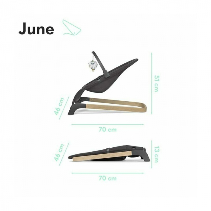 Lionelo - Fotoliu balansoar June, Cu arcada cu jucarii, Ergonomic, Balansare manuala, Pliabil, 0 luni+, Gri [10]