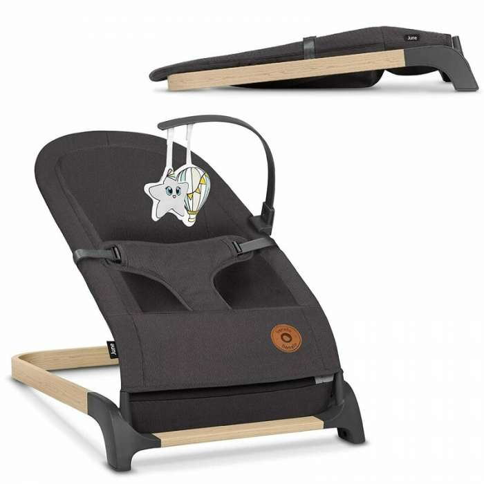 Lionelo - Fotoliu balansoar June, Cu arcada cu jucarii, Ergonomic, Balansare manuala, Pliabil, 0 luni+, Gri [2]