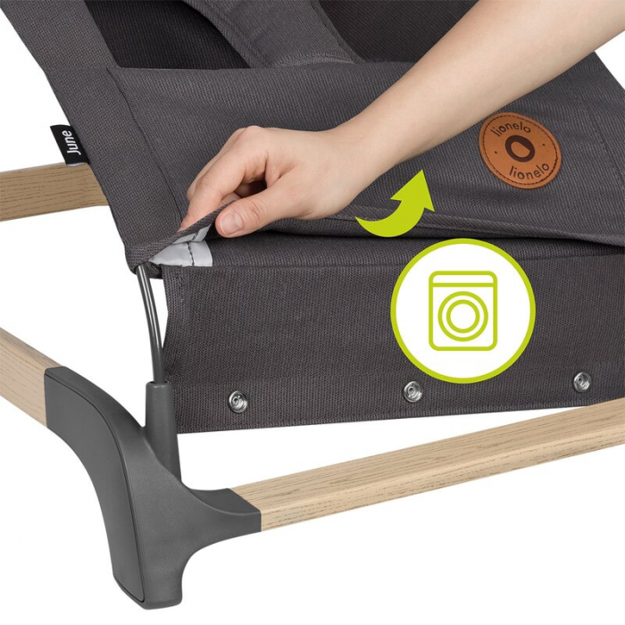 Lionelo - Fotoliu balansoar June, Cu arcada cu jucarii, Ergonomic, Balansare manuala, Pliabil, 0 luni+, Gri [6]