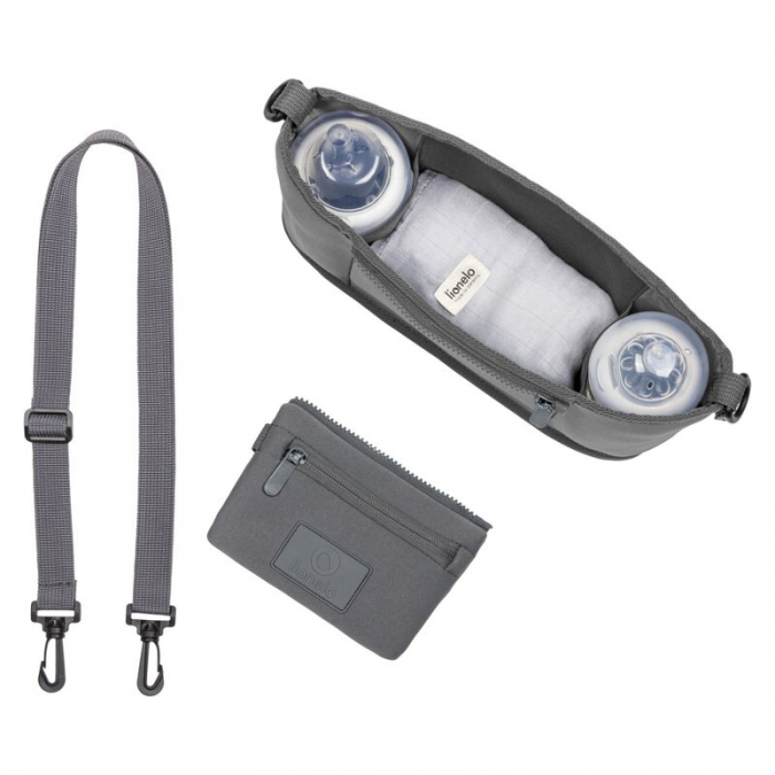 Lionelo - Geanta impermeabila pentru mamici si carucior, Little Cube, Cu 4 compartimente, Curea detasabila, Buzunar exterior detasabil, Gri [7]