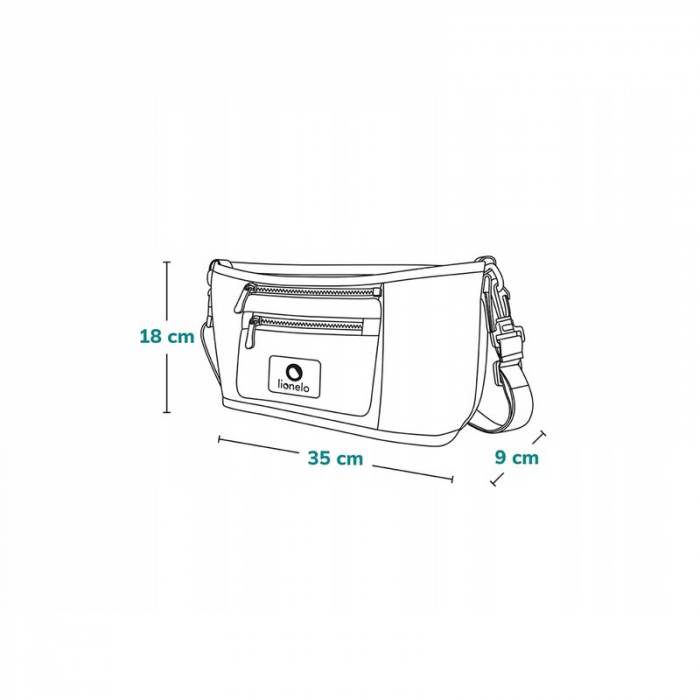 Lionelo - Geanta impermeabila pentru mamici si carucior, Little Cube, Cu 4 compartimente, Curea detasabila, Buzunar exterior detasabil, Gri [8]