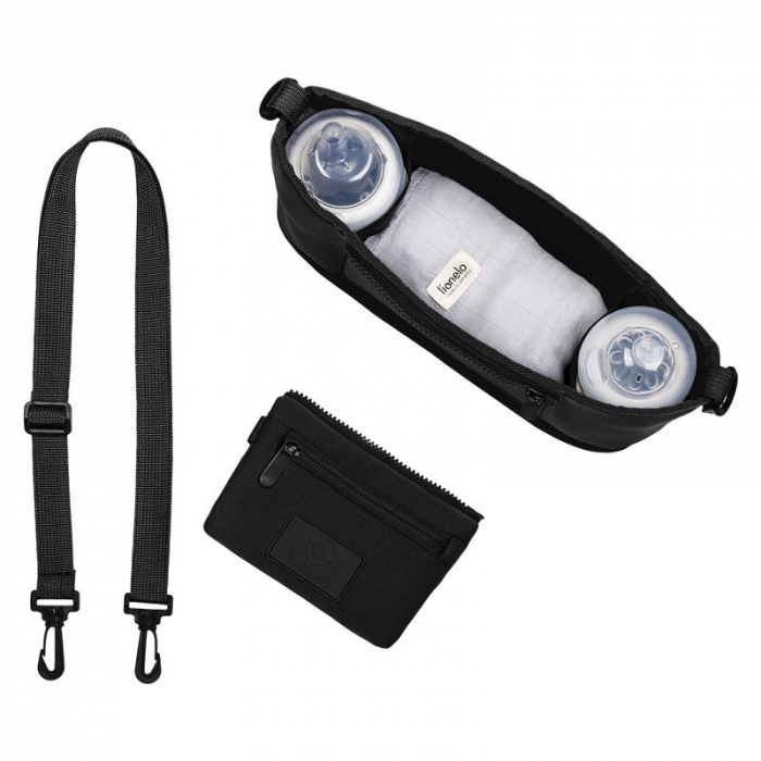 Lionelo - Geanta impermeabila pentru mamici si carucior, Little Cube, Cu 4 compartimente, Curea detasabila, Buzunar exterior detasabil, Negru [7]