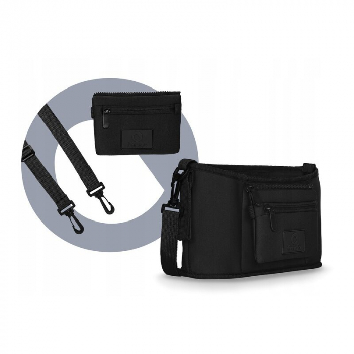 Lionelo - Geanta impermeabila pentru mamici si carucior, Little Cube, Cu 4 compartimente, Curea detasabila, Buzunar exterior detasabil, Negru [12]