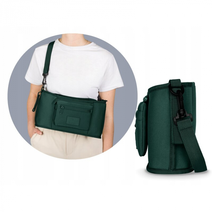 Lionelo - Geanta impermeabila pentru mamici si carucior, Little Cube, Cu 4 compartimente, Curea detasabila, Buzunar exterior detasabil, Verde [11]