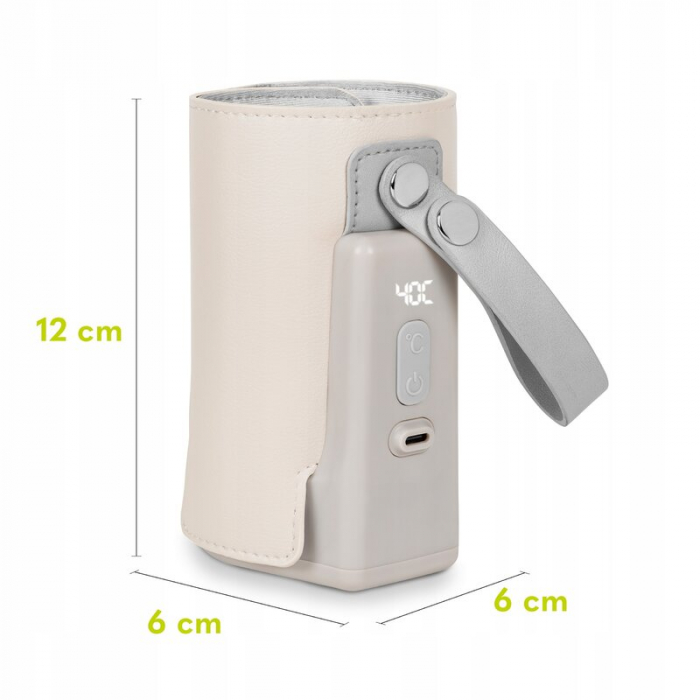 Lionelo - Incalzitor biberoane ThermUp Go Plus, Portabil, Cu aspect elegant, Temperatura constanta pana la 24 h, Incarcare USB, Bej [19]