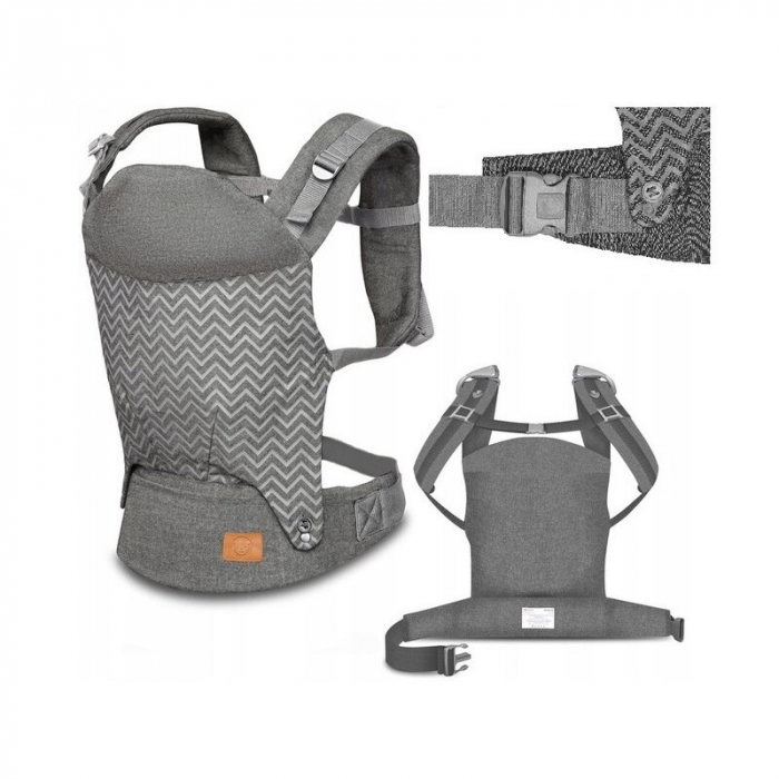 Lionelo - Marsupiu ergonomic Margareet, Cu 3 pozitii de transport, Cu gluga, Pana la 20 Kg, Aprobat de Institutul International de Displazie de Sold, Conform cu standardul european de securitate CEN T [6]