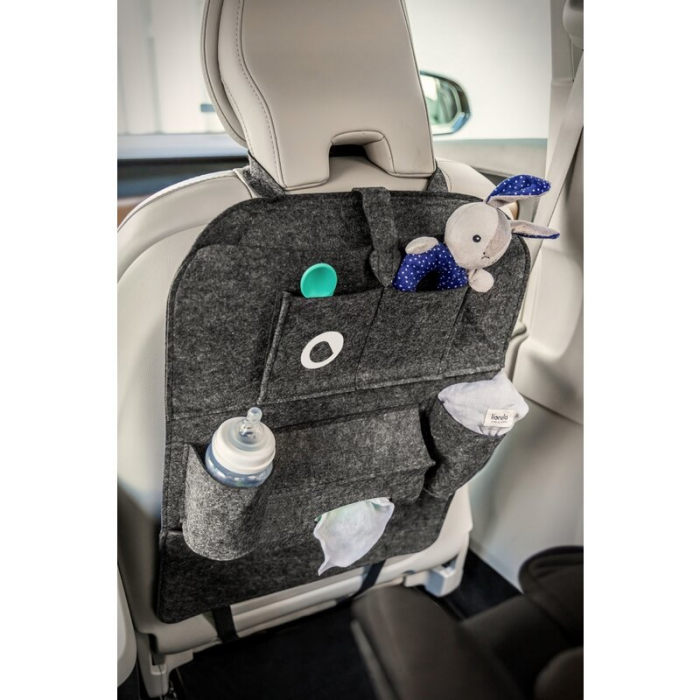 Lionelo - Organizator auto 2 in 1 si proctectie spatar auto, Cu multiple Buzunare, 70x55x40 cm, Gri [1]