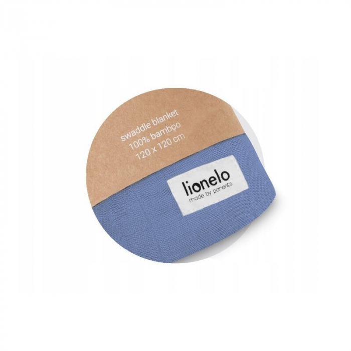 Lionelo - Paturica multifunctionala de infasat, Din bambus, 120x120 cm, Albastru [5]