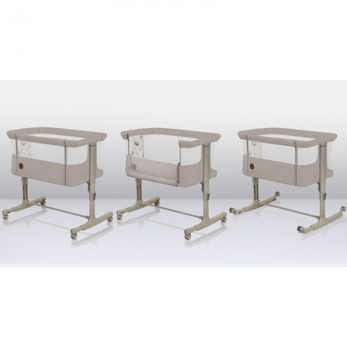 Lionelo - Patut co-sleeper 3 in 1, Aurora, Cu leganare si setare unghiulara, Include saltea cu densitate T25 si geanta transport, Reglabil in 5 pozitii, Pana la 9 kg, 0 luni+, 85x60x66 cm, Certificari [34]