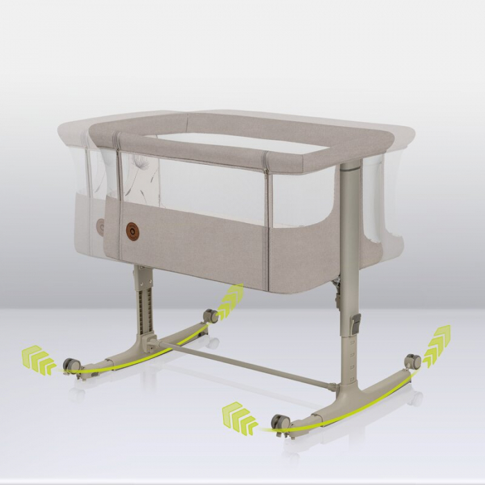 Lionelo - Patut co-sleeper 3 in 1, Aurora, Cu leganare si setare unghiulara, Include saltea cu densitate T25 si geanta transport, Reglabil in 5 pozitii, Pana la 9 kg, 0 luni+, 85x60x66 cm, Certificari [38]