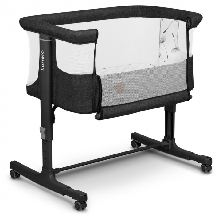 Lionelo - Patut co-sleeper 3 in 1, Aurora, Cu leganare si setare unghiulara, Include saltea cu densitate T25 si geanta transport, Reglabil in 5 pozitii pe inaltime, Pana la 9 kg, 0 luni+, Conform cu E [1]