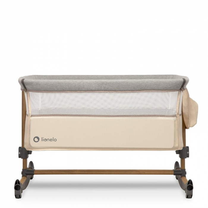 Patut co-sleeper , Cu sistem de leganare, Cu setare unghiulara, Reglabil in 5 pozitii pe inaltime, Beige Sand [8]