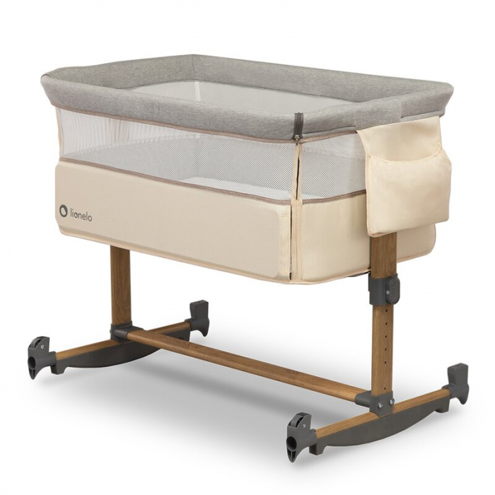 Patut co-sleeper , Cu sistem de leganare, Cu setare unghiulara, Reglabil in 5 pozitii pe inaltime, Beige Sand [5]