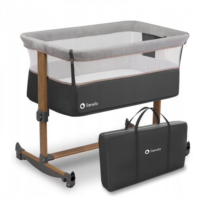 Patut co-sleeper, Cu sistem de leganare, Cu setare unghiulara, Reglabil in 5 pozitii pe inaltime, Grey Stone [3]