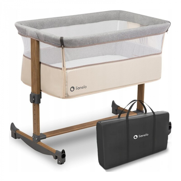 Patut co-sleeper , Cu sistem de leganare, Cu setare unghiulara, Reglabil in 5 pozitii pe inaltime, Beige Sand [3]