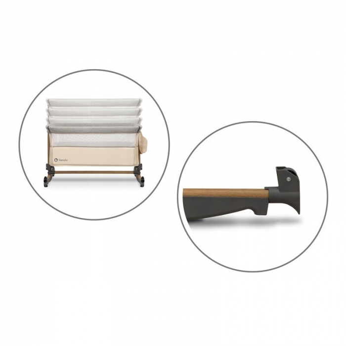 Patut co-sleeper , Cu sistem de leganare, Cu setare unghiulara, Reglabil in 5 pozitii pe inaltime, Beige Sand [17]