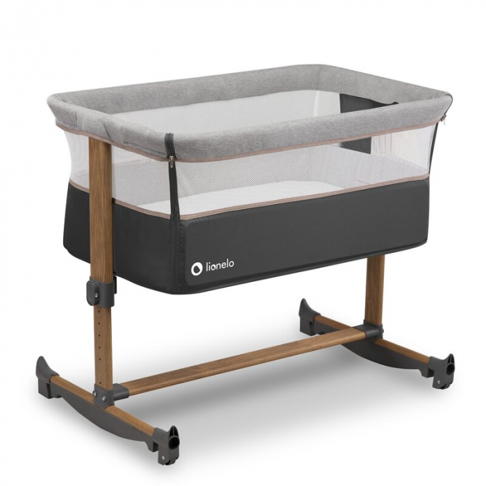 Patut co-sleeper, Cu sistem de leganare, Cu setare unghiulara, Reglabil in 5 pozitii pe inaltime, Grey Stone [1]