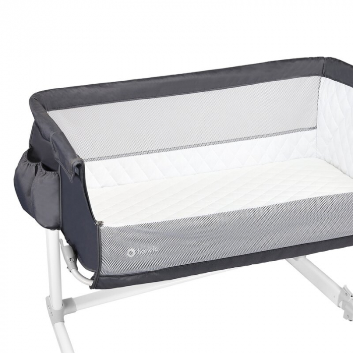 Patut co-sleeper Theo 2 in 1, Cu setare unghiulara, Reglabil in 5 pozitii pe inaltime, Dark Grey [8]