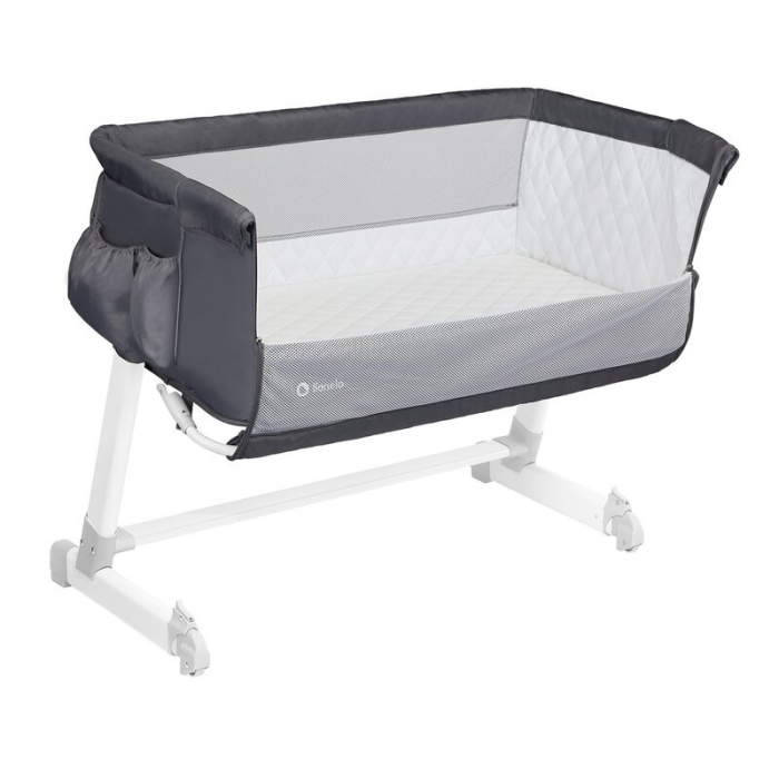Patut co-sleeper Theo 2 in 1, Cu setare unghiulara, Reglabil in 5 pozitii pe inaltime, Dark Grey [4]