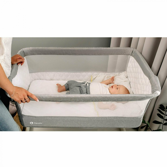 Patut co-sleeper Theo 2 in 1, Cu setare unghiulara, Reglabil in 5 pozitii pe inaltime, Grey [18]