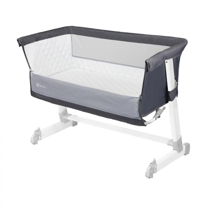 Patut co-sleeper Theo 2 in 1, Cu setare unghiulara, Reglabil in 5 pozitii pe inaltime, Dark Grey [10]