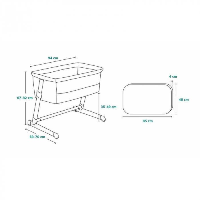 Patut co-sleeper Theo 2 in 1, Cu setare unghiulara, Reglabil in 5 pozitii pe inaltime, Grey [5]