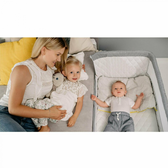 Patut co-sleeper Theo 2 in 1, Cu setare unghiulara, Reglabil in 5 pozitii pe inaltime, Grey [15]