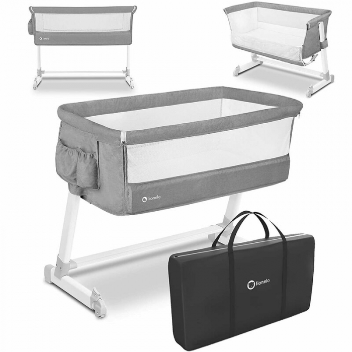 Patut co-sleeper Theo 2 in 1, Cu setare unghiulara, Reglabil in 5 pozitii pe inaltime, Grey [2]