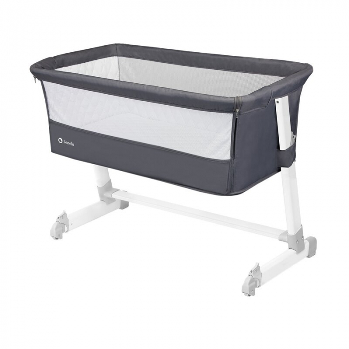 Patut co-sleeper Theo 2 in 1, Cu setare unghiulara, Reglabil in 5 pozitii pe inaltime, Dark Grey [9]