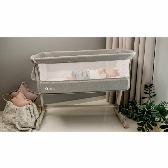 Patut co-sleeper Theo 2 in 1, Cu setare unghiulara, Reglabil in 5 pozitii pe inaltime, Dark Grey [21]