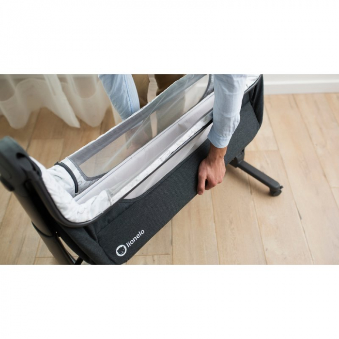 Patut co-sleeper Timon Pliabil, 3 in 1, Cu setare unghiulara, Reglabil in 6 pozitii pe inaltime, Gri [18]