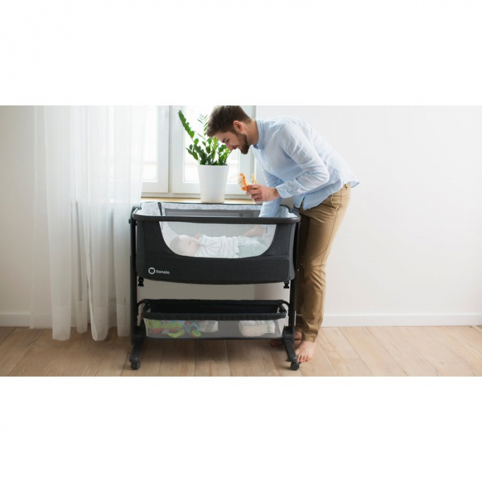 Patut co-sleeper Timon Pliabil, 3 in 1, Cu setare unghiulara, Reglabil in 6 pozitii pe inaltime, Gri [20]