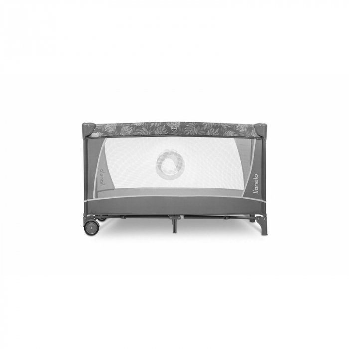 Lionelo - Patut pliant cu doua nivele Flower , Cu arcada, Geanta transport, Masuta de infasat, Bara cu jucarii, Fereastra laterala, 120x60 cm, Conform cu standardele europeane de securitate EN 716 si  [6]