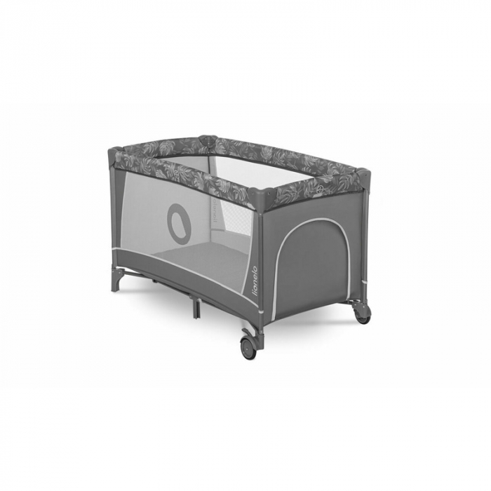 Lionelo - Patut pliant cu doua nivele Flower , Cu arcada, Geanta transport, Masuta de infasat, Bara cu jucarii, Fereastra laterala, 120x60 cm, Conform cu standardele europeane de securitate EN 716 si  [8]