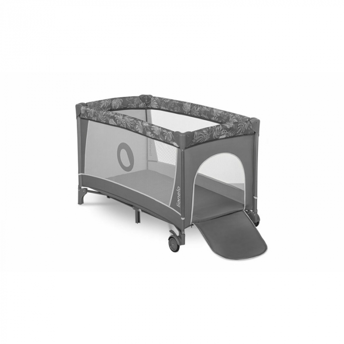 Lionelo - Patut pliant cu doua nivele Flower , Cu arcada, Geanta transport, Masuta de infasat, Bara cu jucarii, Fereastra laterala, 120x60 cm, Conform cu standardele europeane de securitate EN 716 si  [2]