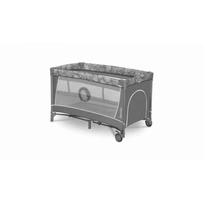 Lionelo - Patut pliant cu doua nivele Flower , Cu arcada, Geanta transport, Masuta de infasat, Bara cu jucarii, Fereastra laterala, 120x60 cm, Conform cu standardele europeane de securitate EN 716 si  [18]